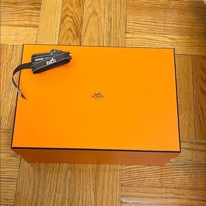 Hermes Orange Storage Box with Black Ribbon